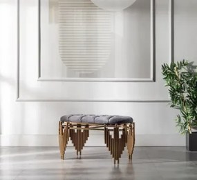 Stewehome Μεταλλικό Πουφ με Επικάλυψη γκρι 100cm x 100x45x45 cm