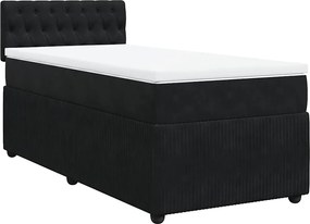 vidaXL Κρεβάτι Boxspring με Στρώμα Μαύρο 90x190 εκ. Βελούδινο