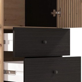 Βιτρίνα Correze 2K2F POP Μαύρος Δρύς - Artisan Oak 87x40x131 εκ. 87x40x131 εκ.
