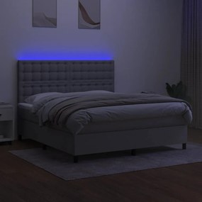 vidaXL Κρεβάτι Boxspring με Στρώμα &amp; LED Αν.Γκρι 180x200εκ. Υφασμάτινο