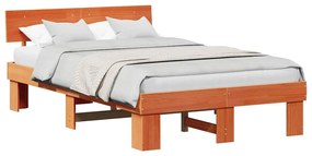vidaXL Σκελετός Κρεβατιού Καφέ κεριού 135 x 190 cm Μασίφ ξύλο πεύκου