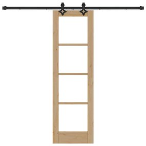 vidaXL Συρόμενη Πόρτα Καφέ 61 x 198.5 εκ. Ξύλο και μέταλλο