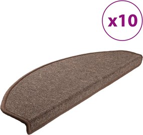 vidaXL Στρώματα σκάλας 10 τεμ. 65 x 24 x 4 cm Non-Slip Καφετί