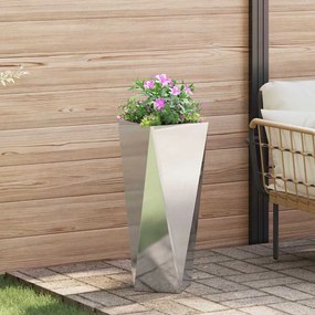 vidaXL Γλάστρα 2 pcs Ασημί 30 x 30 x 75 εκ Ανοξείδωτο ατσάλι