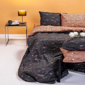 Σεντόνια Μονά (Σετ) Melinen Ultra Line Mosaic Black Μαύρο,Πορτοκαλί ΜΕ ΛΑΣΤΙΧΟ 100x200+32