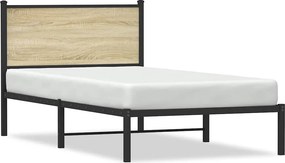vidaXL Σκελετός Κρεβ. Χωρίς Στρώμα Sonoma Δρυς 100x190 εκ. Μεταλλικό