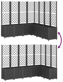 Ζαρντινιέρα Κήπου με Καφασωτό Μαύρη 160 x 160 x 140 εκ. από PP - Μαύρο