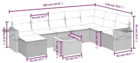 vidaXL Σαλόνι Κήπου Σετ 9 Τεμαχίων Γκρι Συνθετικό Ρατάν με Μαξιλάρια