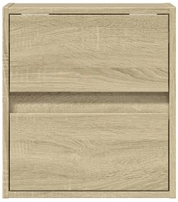 vidaXL Κομοδίνα Επιτοίχια με Φώτα LED 2 τεμ. Sonoma Δρυς