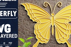 Σετ των 2 Intra απο ξύλο plywood 3mm-4mm πάχος Χαρτί 3D Butterfly Multilayered Δίασταση 1200x1200 cm INTRAFABR-72514785