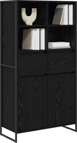 vidaXL Πλαϊνό γραφείο με συρτάρι 2 pcs Μαύρη Οξυά 81 x 36 x 150.5 εκ.