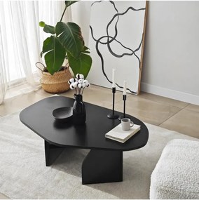 Stewehome Τραπέζι σαλονιού μοντέρνο οβάλ Μαύρο 70x70x35 cm