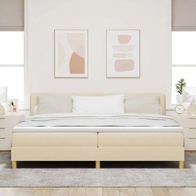 vidaXL LED Κρεβάτι με βάθρο με μαξιλάρι Κρεμ 200 x 200 cm ύφασμα
