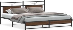 vidaXL Σκελετός Κρεβ. Χωρίς Στρώμα Καφέ Δρυς 193x201 εκ. Μεταλλικό
