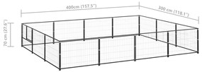 vidaXL Σπιτάκι Σκύλου Μαύρο 12 μ² Ατσάλινο