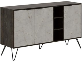 Μπουφές Clara 855DTE4226 142x35,6x83cm Stone Effect Grey-Dark Brown Μοριοσανίδα, Μελαμίνη