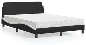 Κρεβάτι με Στρώμα Μαύρο και Λευκό 120 x 200 εκ. Συνθετικό Δέρμα