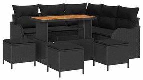 vidaXL Σετ Καναπέ Κήπου 9 pcs Μαύρο συνθετικό ρατάν