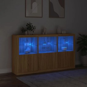 vidaXL Μπουφές με Φώτα LED Sonoma Δρυς 181,5 x 37 x 100 εκ.