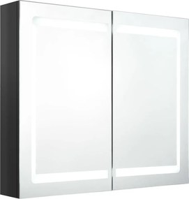 vidaXL Καθρέφτης Μπάνιου με Ντουλάπι &amp; LED Λαμπερό Μαύρο 80x12x68 εκ.
