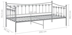 Πλαίσιο για Καναπέ - Κρεβάτι Γκρι 90 x 200 εκ. Μεταλλικό - Γκρι