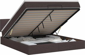 vidaXL Κρεβάτι Ottoman με στρώμα Σκούρο Καφέ 140 x 200 cm Ύφασμα
