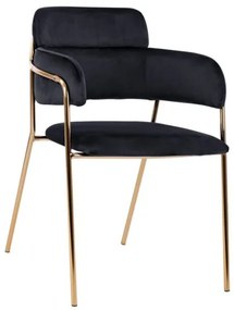 ΠΟΛΥΘΡΟΝΑΚΙ KELSO HM8521.04 ΒΕΛΟΥΔΟ ΜΑΥΡΟ & ΕΠΙΧΡΥΣΟ ΠΟΔΙ 52,5x52x80Υ εκ.