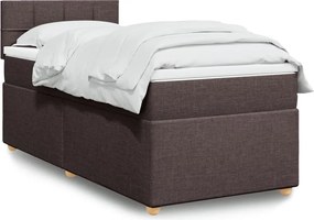vidaXL Κρεβάτι Boxspring με Στρώμα Σκούρο Καφέ 90x200 εκ. Υφασμάτινο