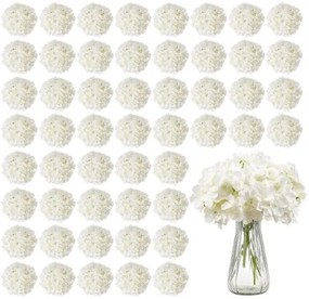 VEVOR 65 Pcs Artificial Silk Hydrangea Flowers 9.8 In Bouquet Arrangement White