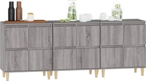 vidaXL Ντουλάπι 3 τεμ. Γκρι Sonoma 60x35x70 εκ. από Επεξεργασμένο Ξύλο