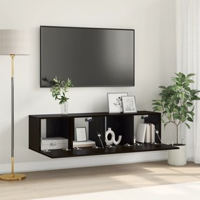 vidaXL Σετ Ντουλαπιών Τηλεόρασης Μαύρη Δρυς Επεξεργασμένο ξύλο Μικρό
