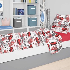 Σεντόνια Παιδικά Σετ 3τμχ Εμπριμέ Speed Racer 290 Rotary Print White-Red DimCol Single 160x240cm Cotton-Polyester