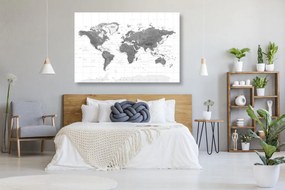 Εικόνα όμορφο παγκόσμιο χάρτη σε ασπρόμαυρο - 60x40
