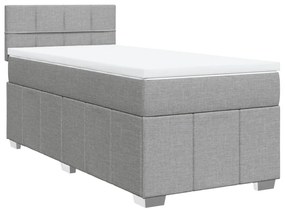 vidaXL Κρεβάτι Boxspring με Στρώμα Ανοιχτό Γκρι 90x190 εκ. Υφασμάτινο