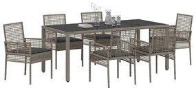vidaXL Σέτ φαγητού για κήπο 7 pcs Γκρι Πολυ ράταν
