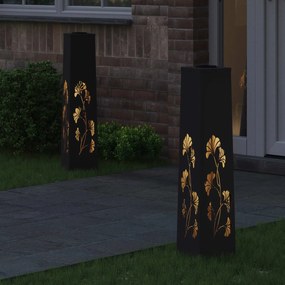 vidaXL Ηλιακό LED Φως Δρόμου 2 pcs Μαύρο Κρύο Ρολαρισμένο Χάλυβα