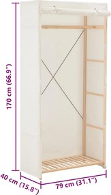 vidaXL Ντουλάπα Λευκή 79 x 40 x 170 εκ. Υφασμάτινη