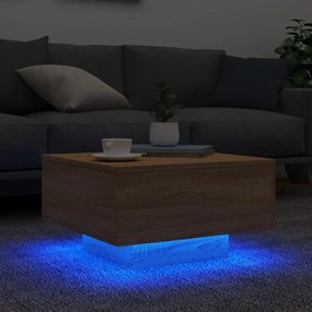 Τραπεζάκι Σαλονιού με Φώτα LED Sonoma Δρυς 55x55x31 εκ. - Καφέ