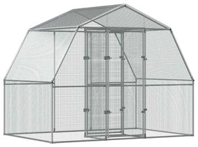 vidaXL Κλουβί με Πόρτα Ασημί Γαλβ. Χάλυβας