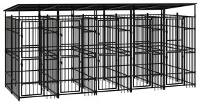 vidaXL Κλουβί Σκύλου Εξωτερικού Χώρου με Οροφή 9,22 μ² από Ατσάλι