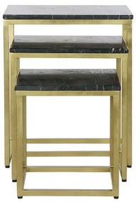 Σετ με 3 τραπέζια DKD Home Decor Μαύρο Χρυσό 50 x 35 x 60 cm
