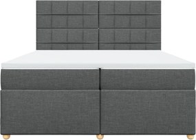 vidaXL Κρεβάτι Boxspring με Στρώμα Σκούρο Γκρι 200x200 εκ. Υφασμάτινο