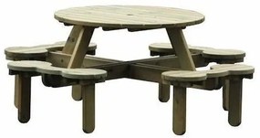 Ξύλινο Στρογγυλό Τραπέζι κήπου 8 θέσεων 236x236x82εκ