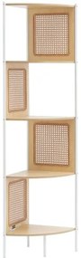 VEVOR Rattan Corner Bookshelf 5-Tier Bamboo Ladder Narrow Shelf Wall Corner Rack