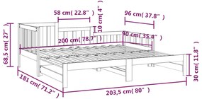 Καναπές Κρεβάτι Συρόμενος 2x(90x200) εκ. από Μασίφ Ξύλο Πεύκου - Καφέ