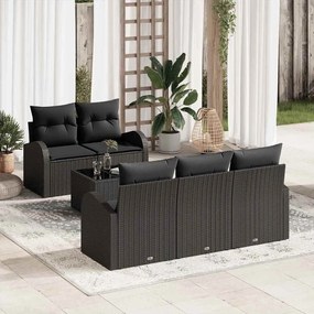 vidaXL Σετ Καναπέ Κήπου 6 pcs Μαύρο 55 x 55 x 37 εκ Πολυ ράταν