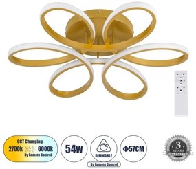 Φωτιστικό Οροφής LED CCT 54W 6210lm MARGARET Globostar-61403-Χρυσό 61403