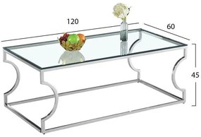 Τραπέζι σαλονιού Amara με γυαλί και βάση χρωμίου 120x60x45 εκ. 120x60x45 εκ.
