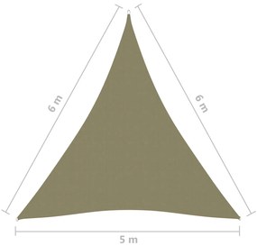 vidaXL Πανί Σκίασης Τρίγωνο Μπεζ 5 x 6 x 6 μ. από Ύφασμα Oxford