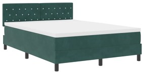 vidaXL Κρεβάτι Box Spring  με Στρώμα & LED Σκούρο Πράσινο 140x200 εκ. Βελούδο
